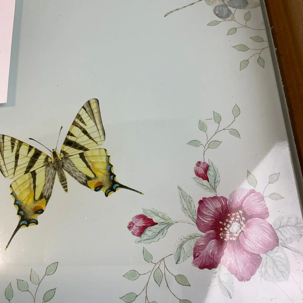 Lenox Butterfly Meadow Glass Food Preparation Board 13in 888081 Floral Butterfly